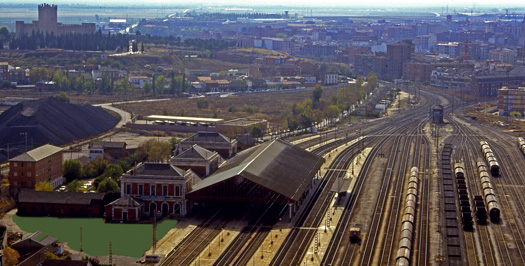 Estación de ferrocarril. Vista panorámica aérea de Medina del Campo. Vista panorámica aérea. Fotografía cedida por Ángel Fernández